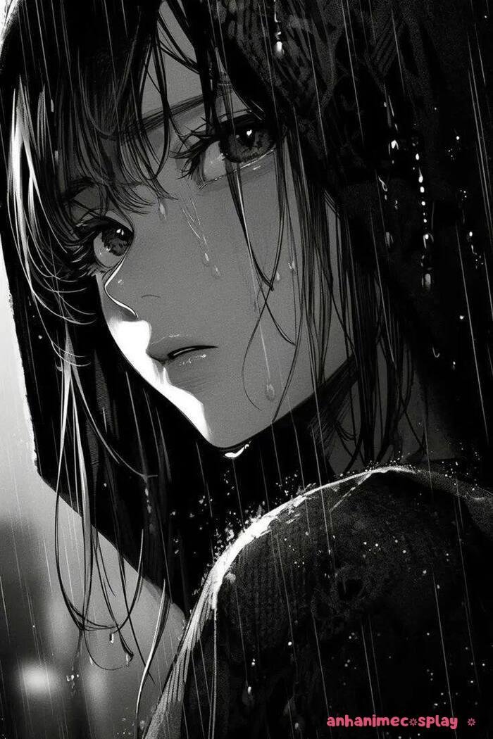 ảnh anime buồn đen trắng